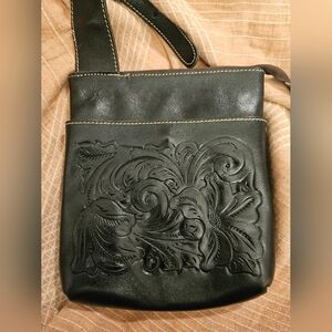 Patricia Nash Black Leather Adjustable Crossbody